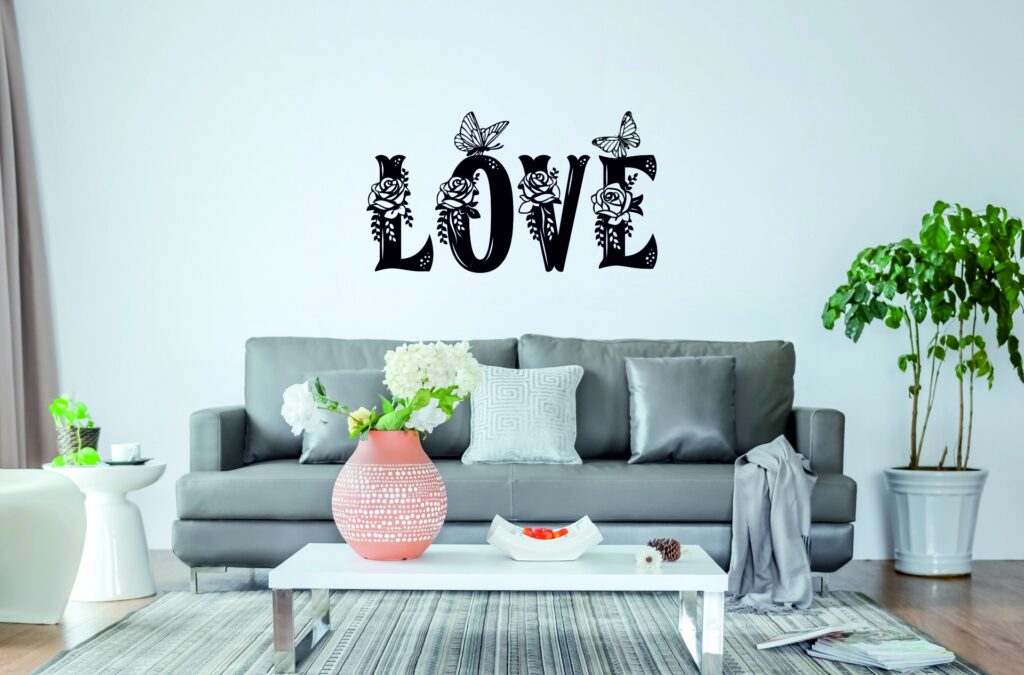 fondo3 Cuadro LOVE floral con mariposas – 4 piezas, 40 × 72 cm